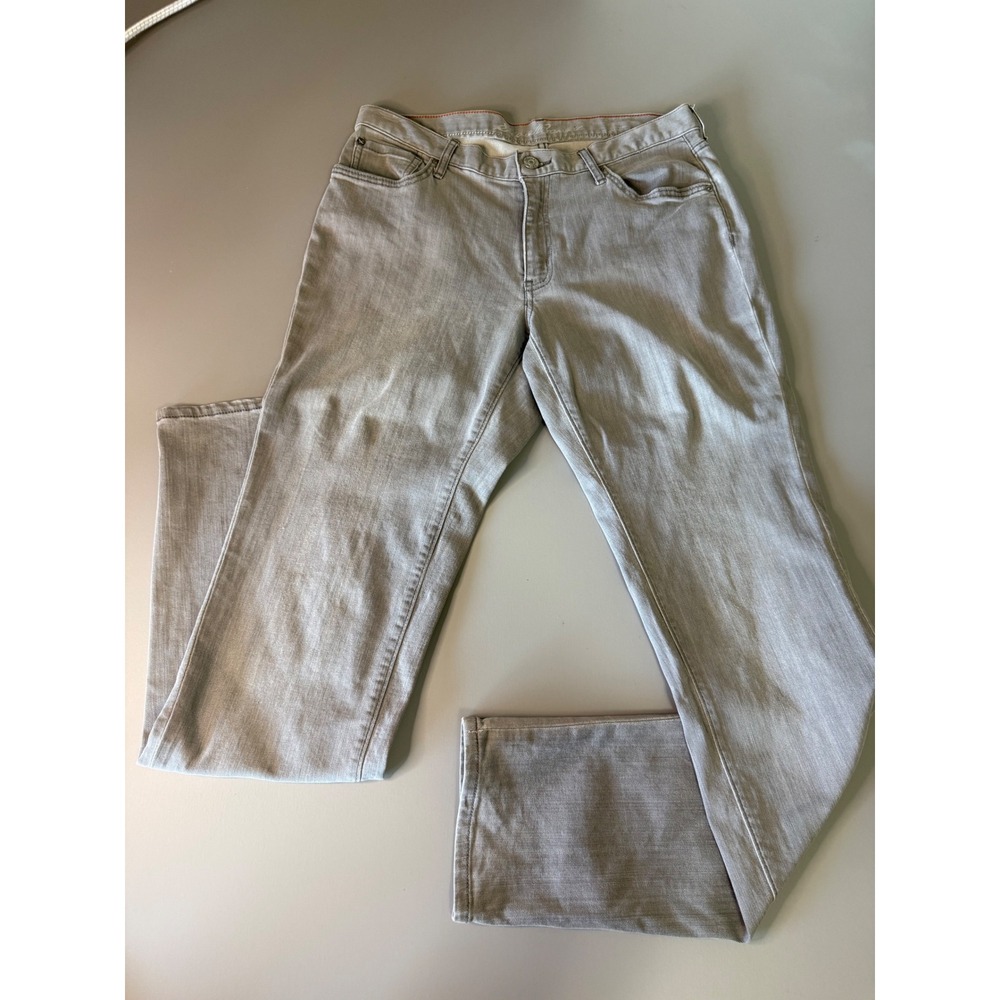 Eddie Bauer Womens Slim Leg Gray Denim Jeans Size 8 Tall Mid Rise 5-Pocket